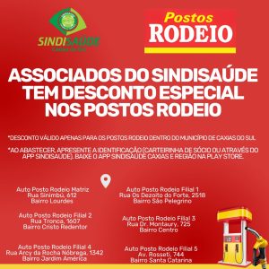 Associados Sindisaúde agora tem desconto especial nos Postos Rodeio!!!